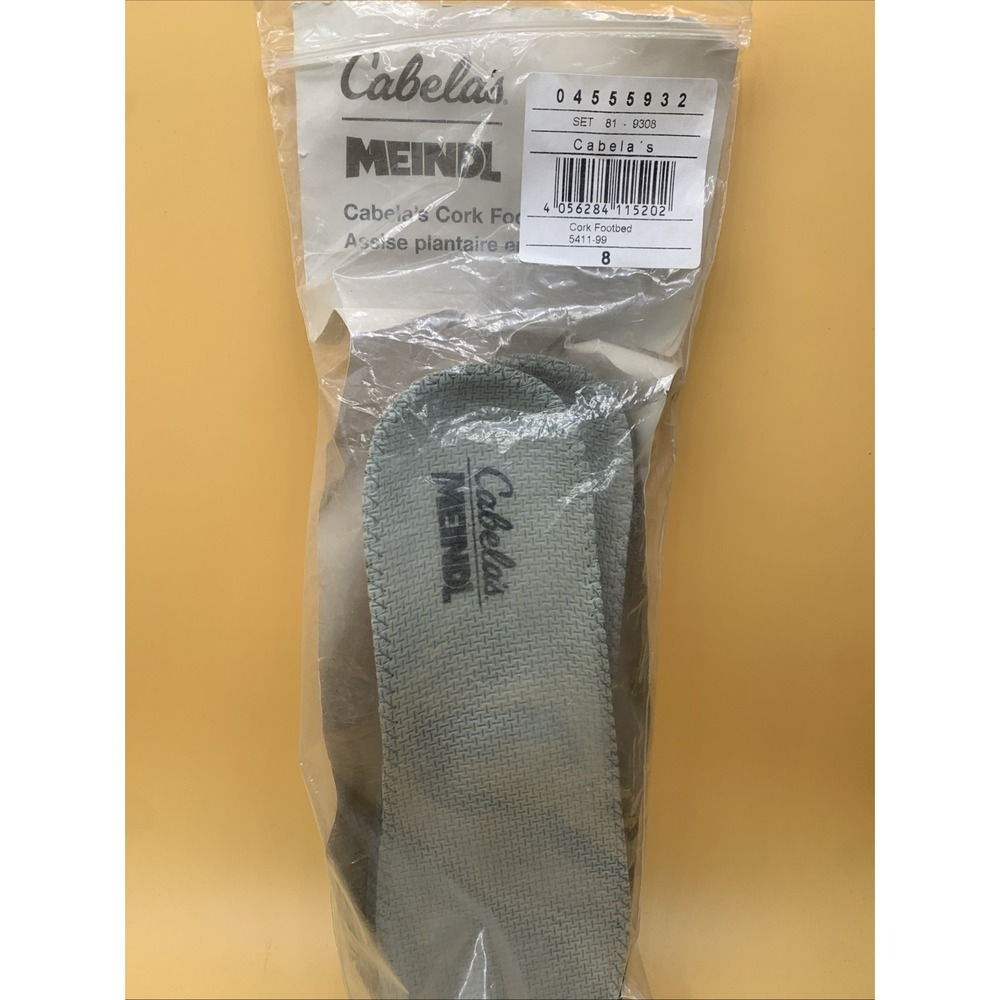 NEW Cabela's Meindl Cork Footbed Replacement  Insoles Size 8 Set 81-9308